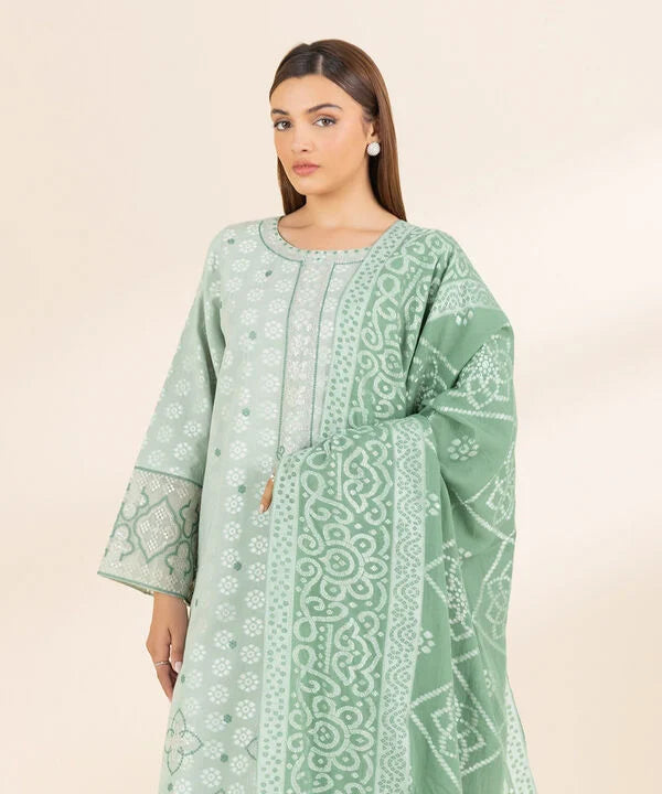 3 Piece - Embroidered Jacquard Suit