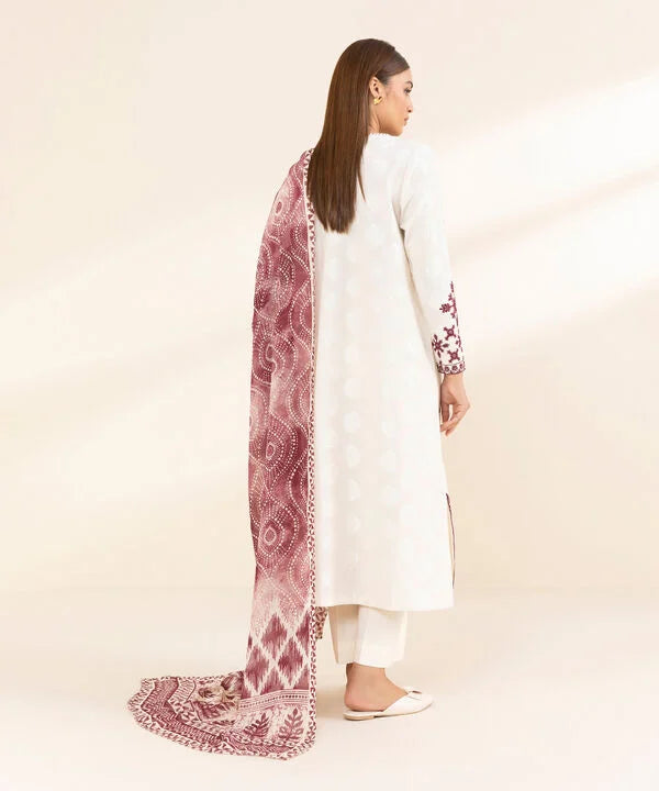 3 Piece - Embroidered Jacquard Suit