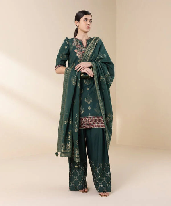 3 Piece - Embroidered Jacquard Suit