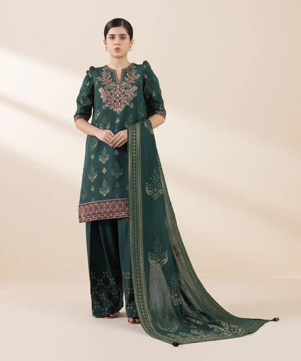 3 Piece - Embroidered Jacquard Suit