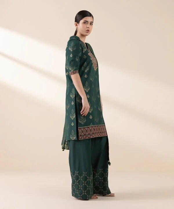 3 Piece - Embroidered Jacquard Suit