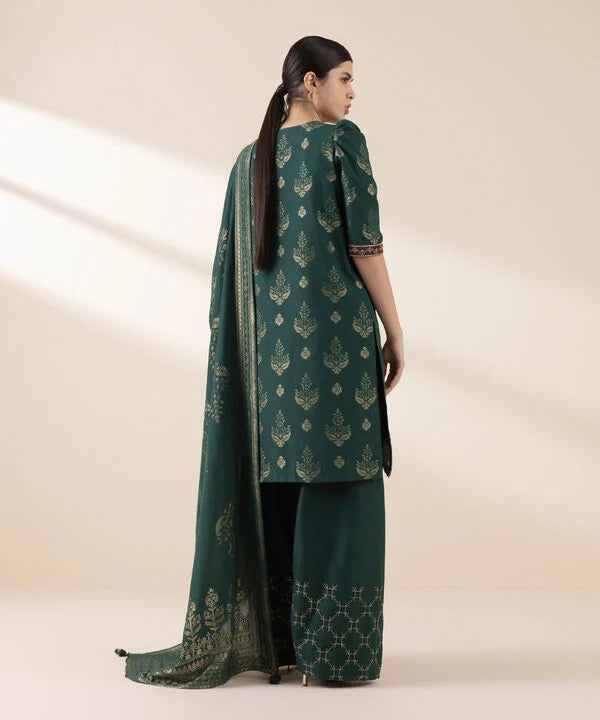 3 Piece - Embroidered Jacquard Suit