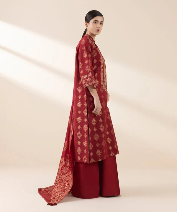 3 Piece - Embroidered Jacquard Suit