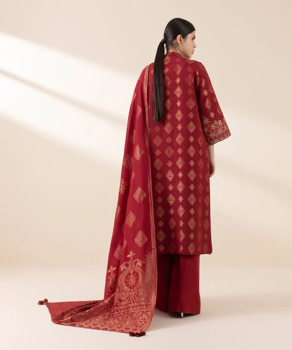 3 Piece - Embroidered Jacquard Suit