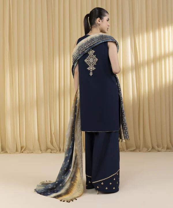 3 Piece - Embroidered Dobby Suit