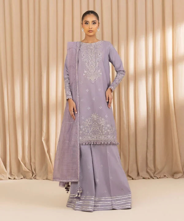 3 Piece - Embroidered Cotton Suit