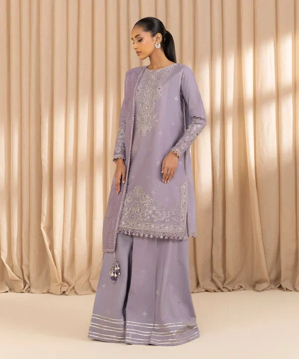 3 Piece - Embroidered Cotton Suit