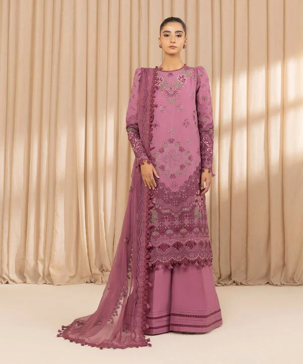 3 Piece - Embroidered Dobby Suit