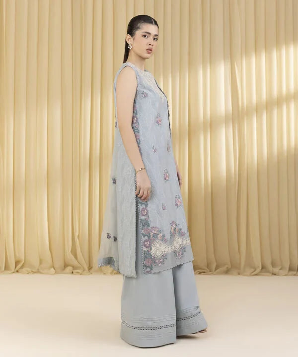 3 Piece - Embroidered Cotton Jacquard Suit
