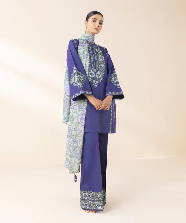 3 Piece - Embroidered Cotton Suit