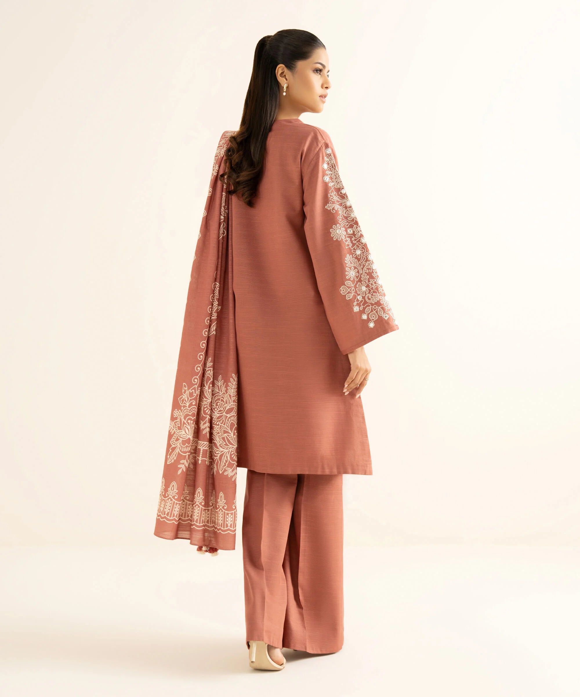 3 Piece - Embroidered Light Khaddar Suit