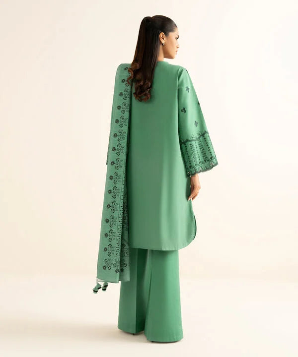 3 Piece - Embroidered Light Khaddar Suit
