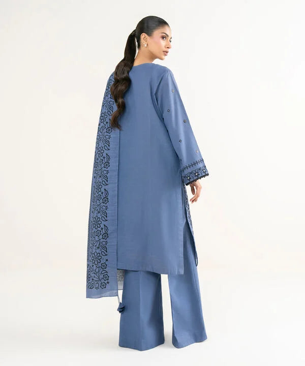 3 Piece - Embroidered Light Khaddar Suit