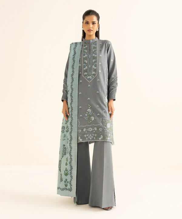 3 Piece - Embroidered Light Khaddar Suit