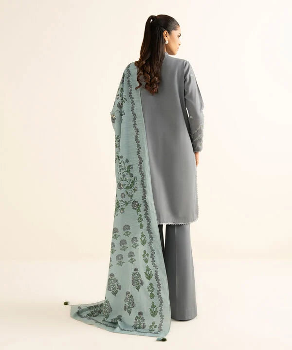 3 Piece - Embroidered Light Khaddar Suit