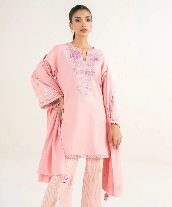 3 Piece - Embroidered Khaddar Suit