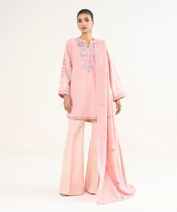 3 Piece - Embroidered Khaddar Suit