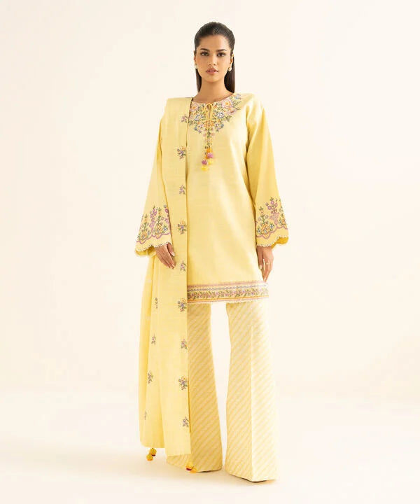 3 Piece - Embroidered Khaddar Suit