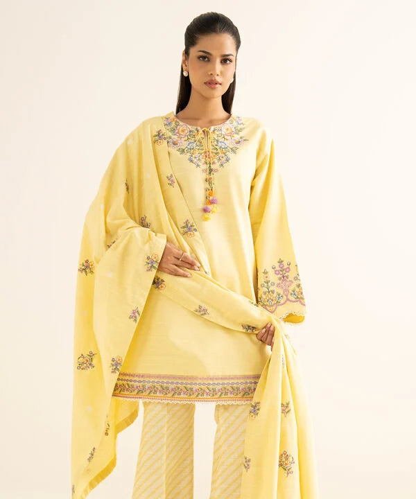 3 Piece - Embroidered Khaddar Suit
