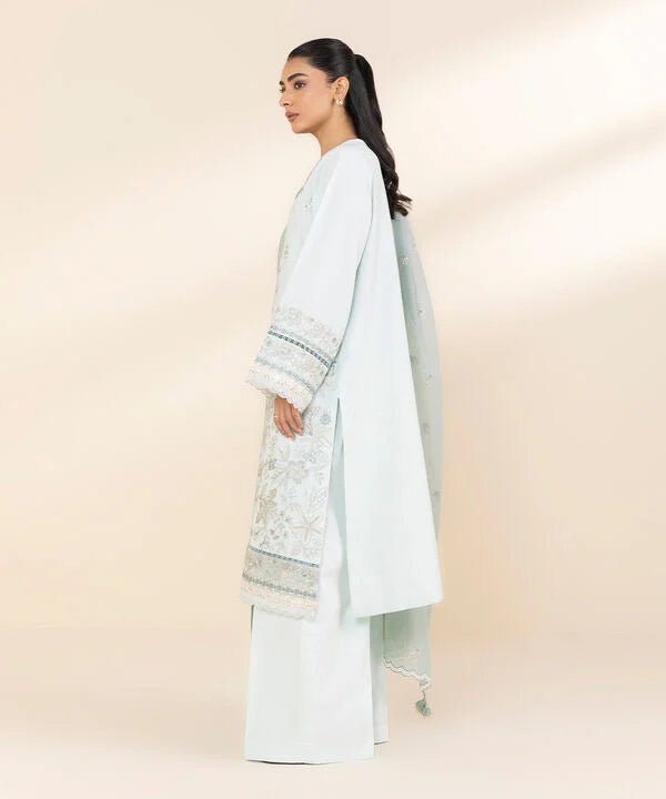 3 Piece - Embroidered Dobby Suit