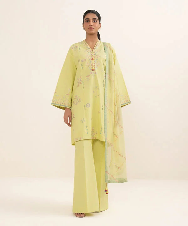 3 Piece - Embroidered Dobby Suit