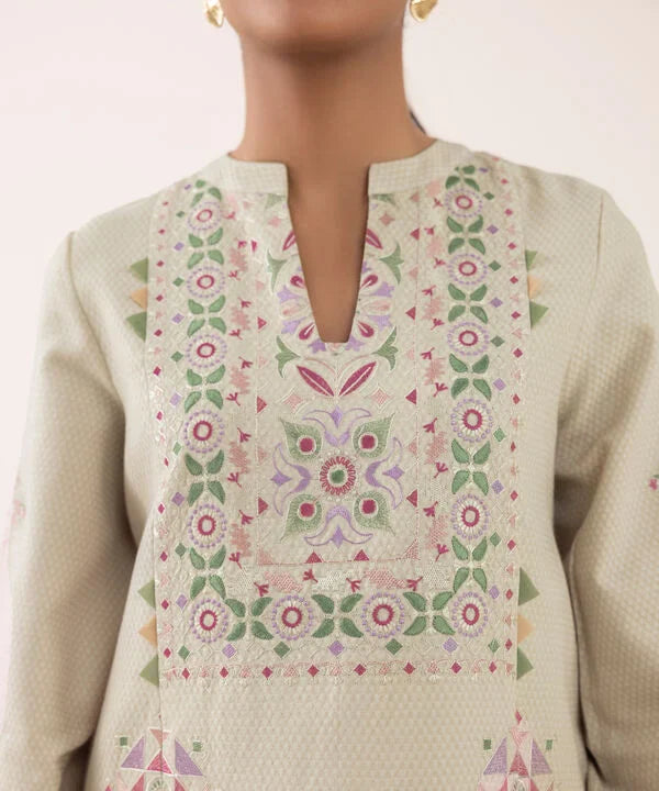 3 Piece - Embroidered Dobby Suit