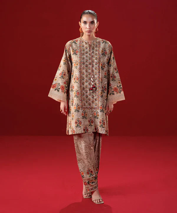 2 Piece - Embroidered Light Khaddar Suit