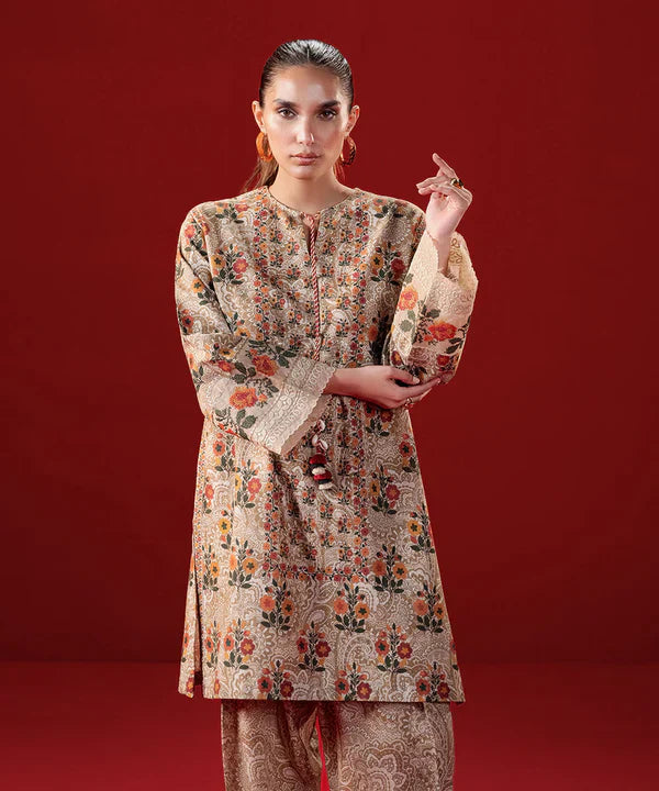2 Piece - Embroidered Light Khaddar Suit