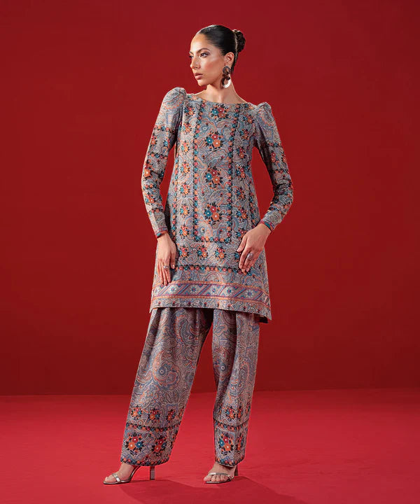 2 Piece - Embroidered Light Khaddar Suit