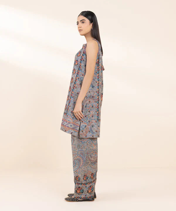 2 Piece - Embroidered Light Khaddar Suit