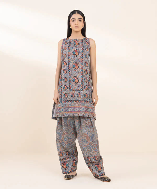 2 Piece - Embroidered Light Khaddar Suit