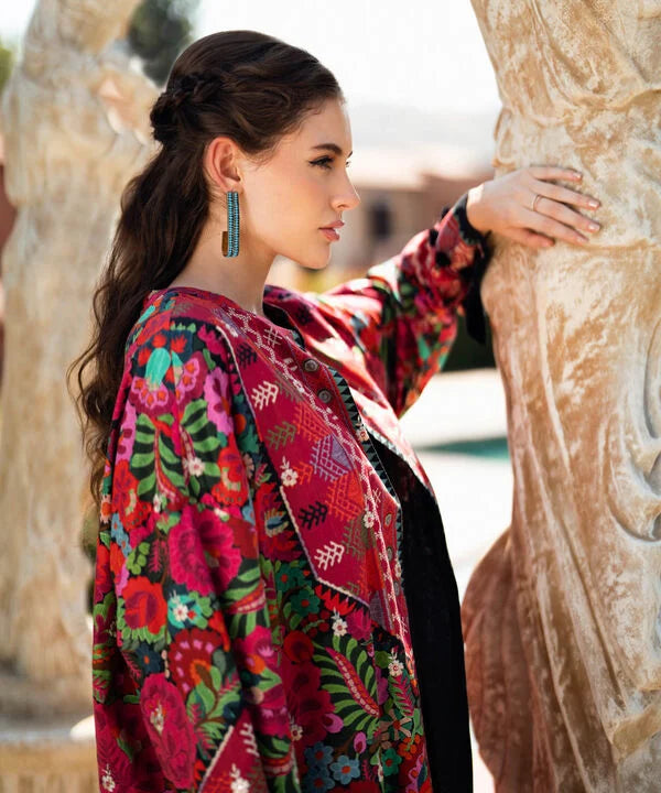 Embroidered Front-Open Jacket