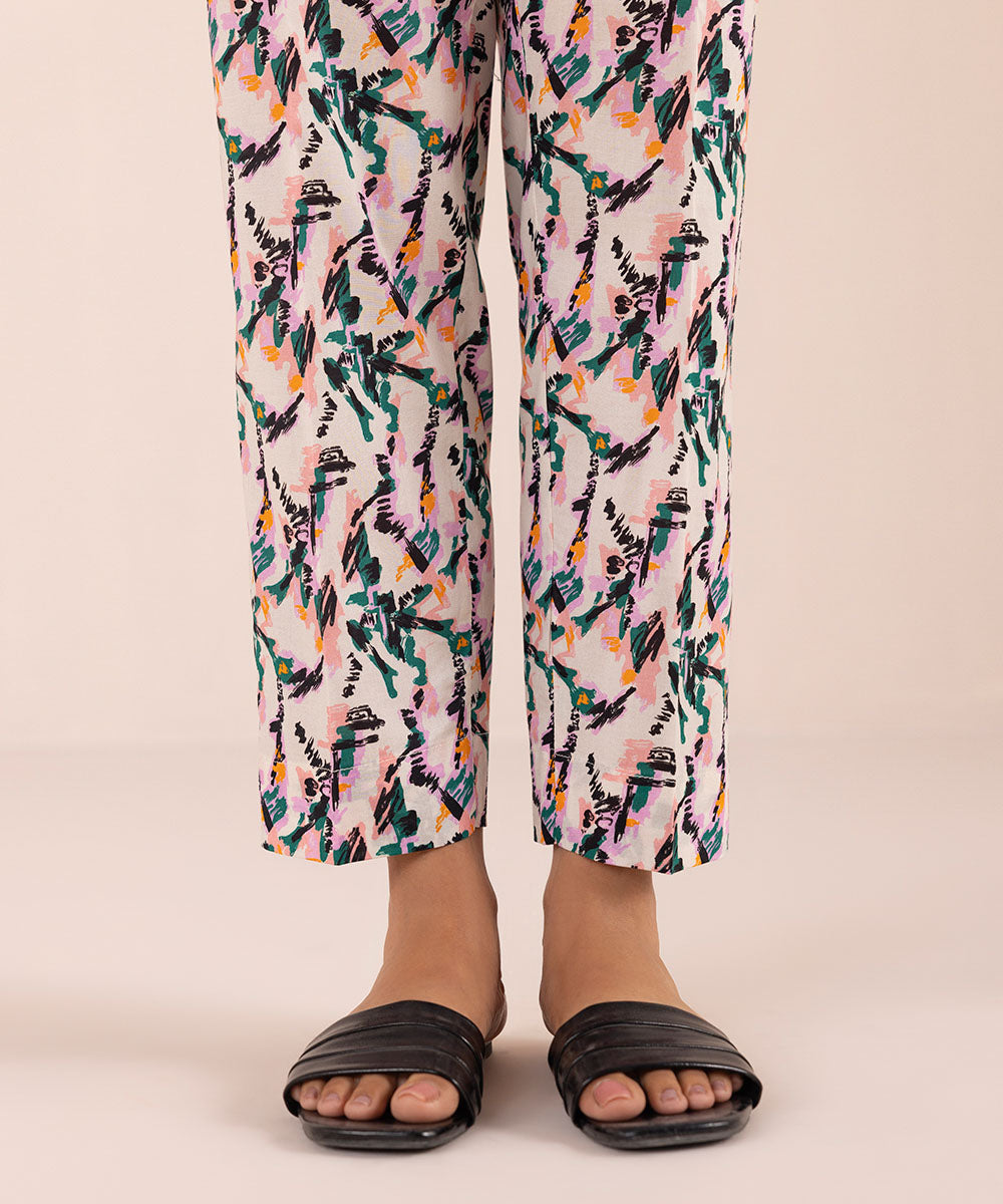 Printed Lawn Cigarette Pants