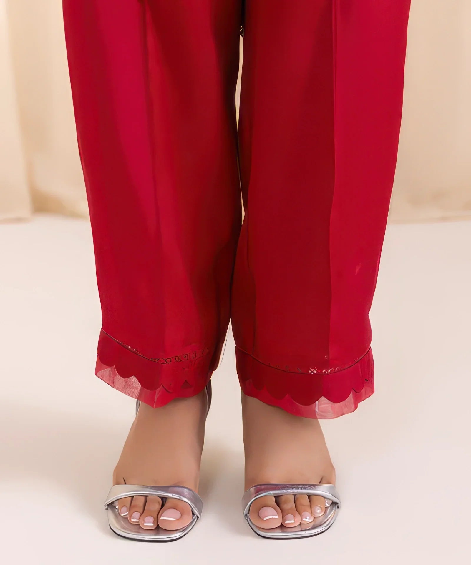 3 Piece - Embroidered Raw Silk Suit