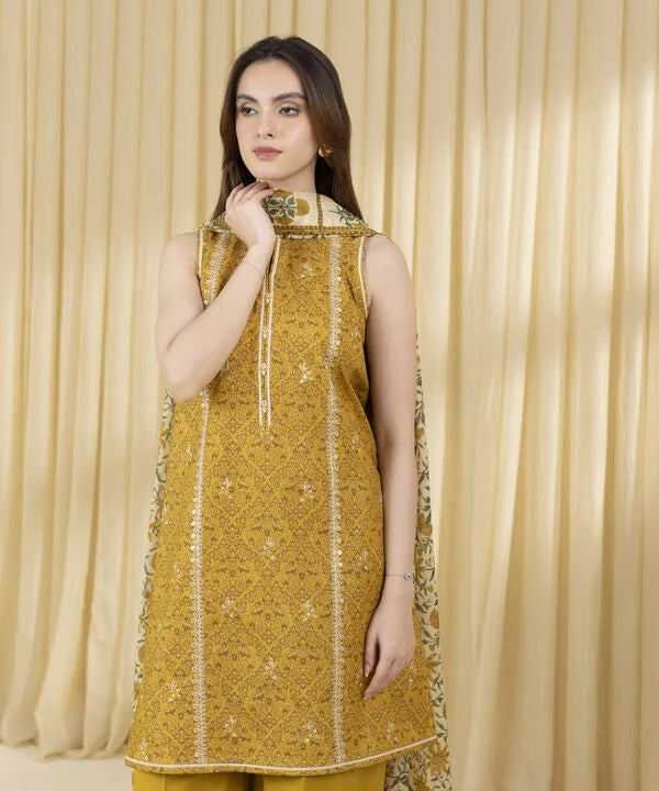 3 Piece - Embroidered Zari Lawn Suit