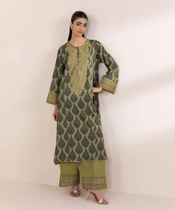 Embroidered Cotton Satin Shirt