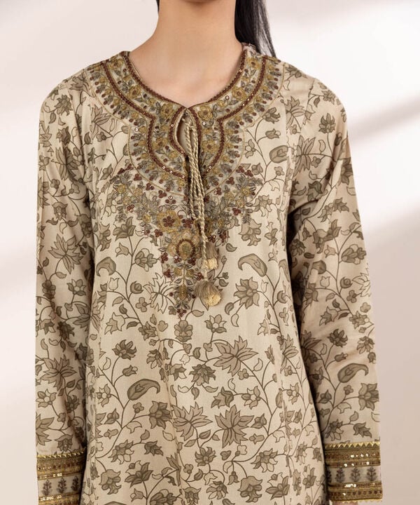 Embroidered Cotton Satin Shirt