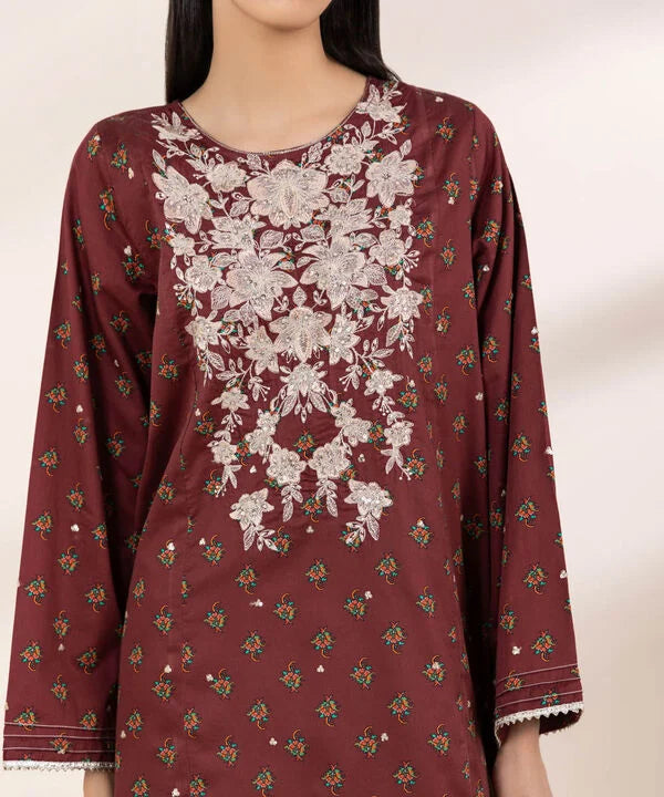 Embroidered Cotton Satin Shirt