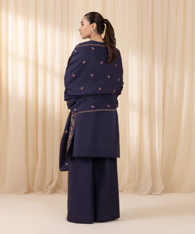 3 Piece - Embroidered Khaddar Suit