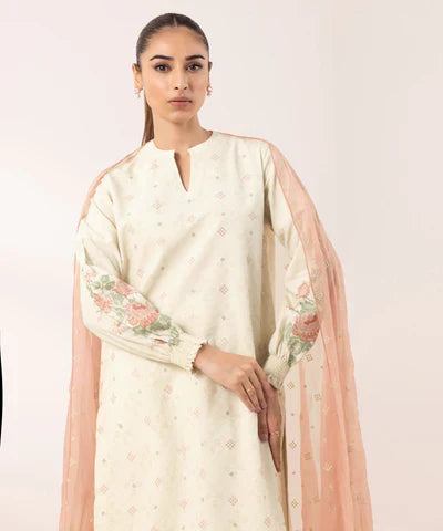 3 Piece - Embroidered Jacquard Suit