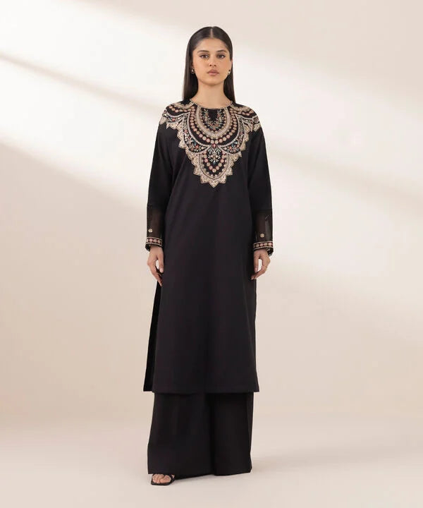 Embroidered Cotton Satin Shirt