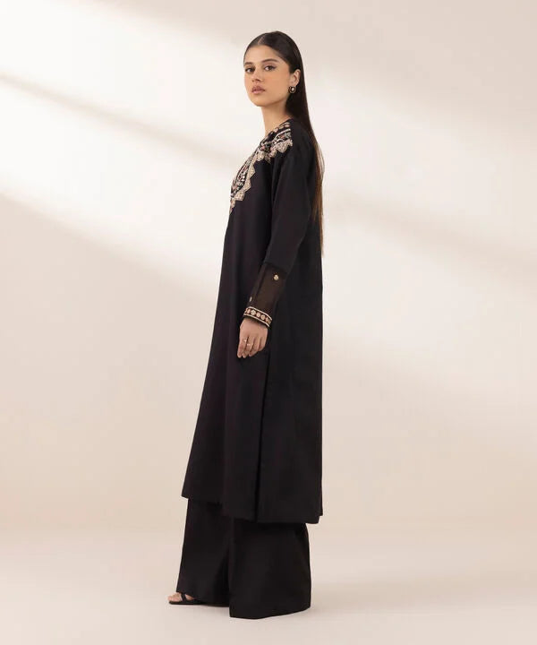 Embroidered Cotton Satin Shirt