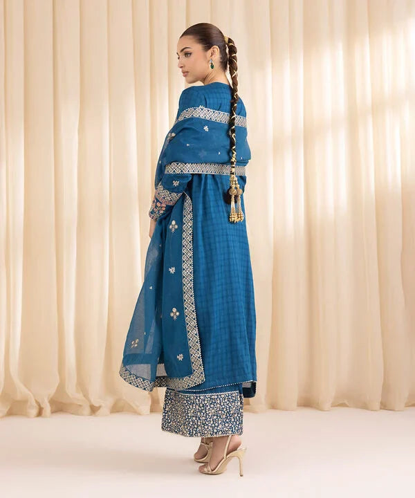 3 Piece - Embroidered Dobby Suit