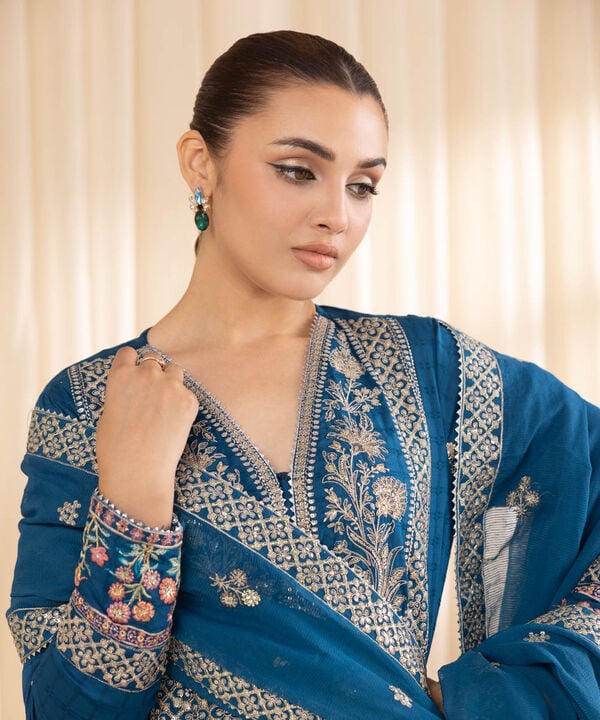 3 Piece - Embroidered Dobby Suit