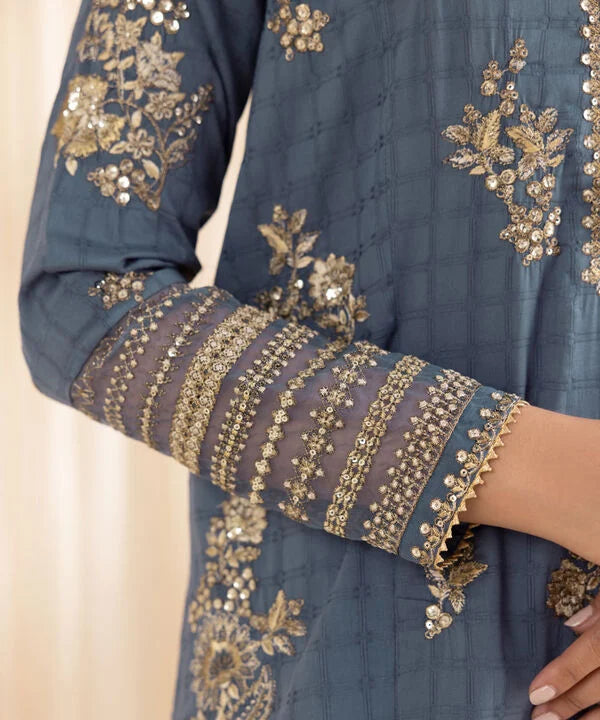 3 Piece - Embroidered Dobby Suit