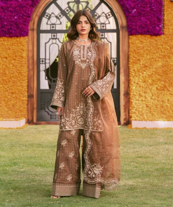 3 Piece - Embroidered Dobby Suit