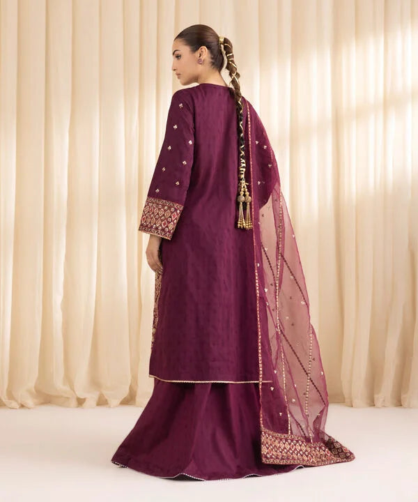 3 Piece - Embroidered Jacquard Suit
