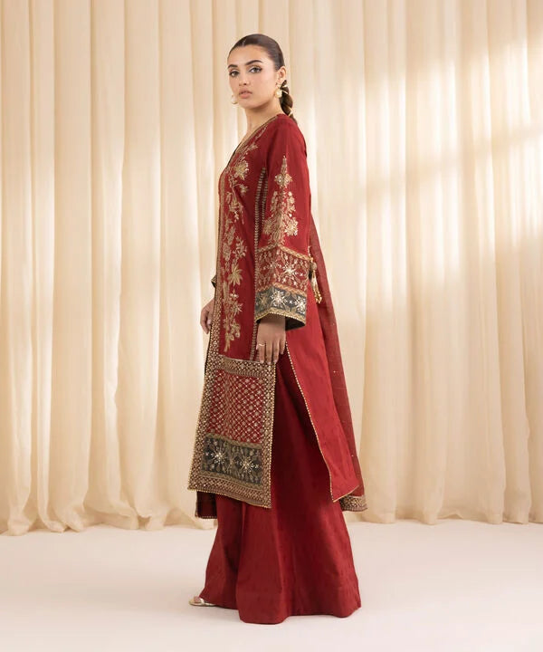 3 Piece - Embroidered Jacquard Suit