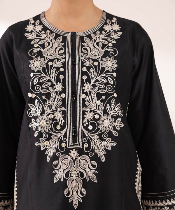 3 Piece - Embroidered Cotton Net Suit