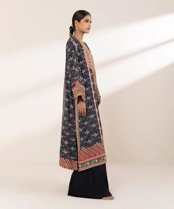 3 Piece - Embroidered Raw Silk Suit